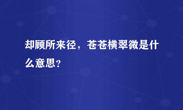 却顾所来径,苍苍横翠微是什么意思?