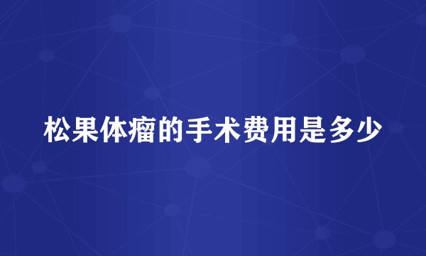 松果体瘤的手术费用是多少