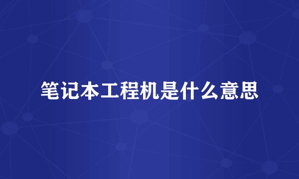 笔记本工程机是什么意思
