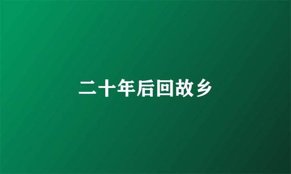 二十年后回故乡