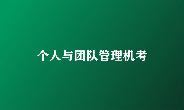 个人与团队管理机考