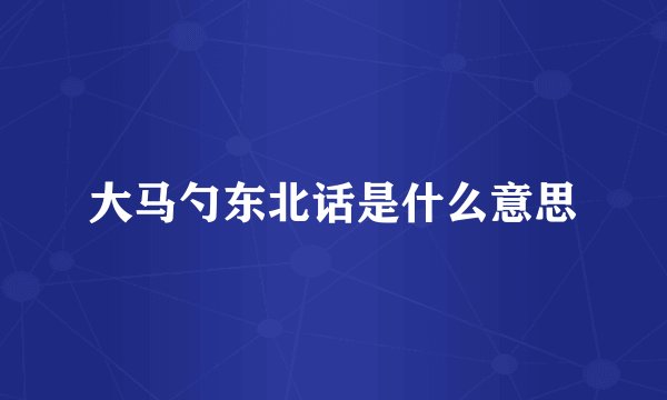 大马勺东北话是什么意思