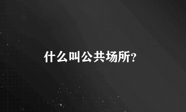 什么叫公共场所？