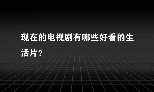 现在的电视剧有哪些好看的生活片？