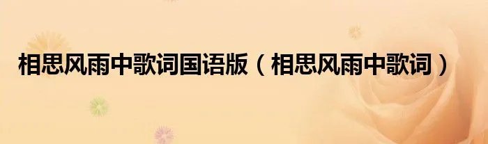 相思风雨中歌词国语版（相思风雨中歌词）