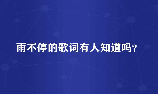 雨不停的歌词有人知道吗？
