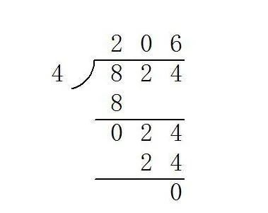 824除以4的竖式怎么写