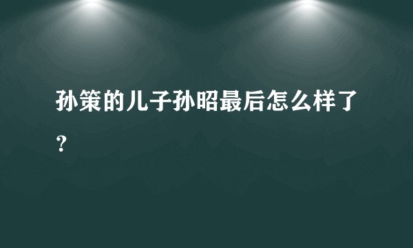 孙策的儿子孙昭最后怎么样了？