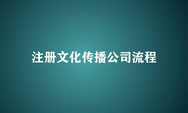 注册文化传播公司流程