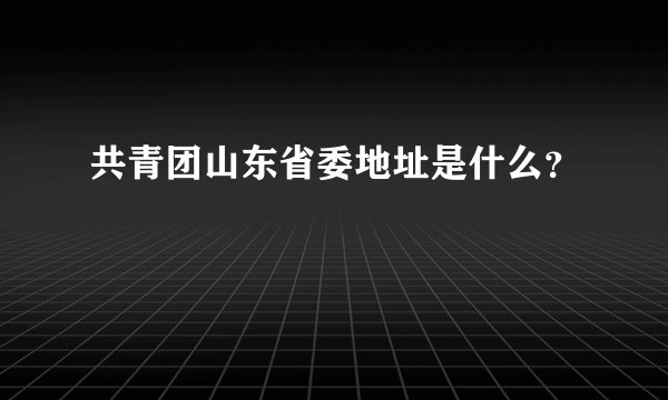 共青团山东省委地址是什么？