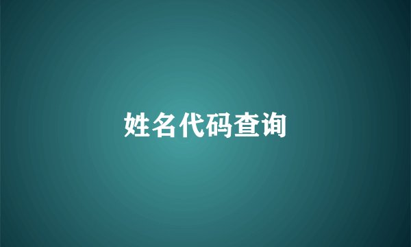 姓名代码查询