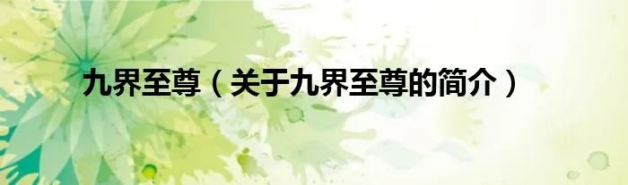 九界至尊（关于九界至尊的简介）