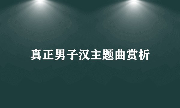 真正男子汉主题曲赏析