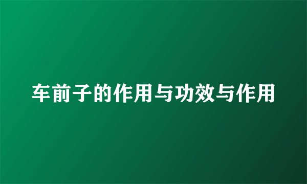 车前子的作用与功效与作用