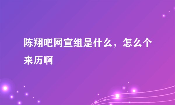 陈翔吧网宣组是什么，怎么个来历啊