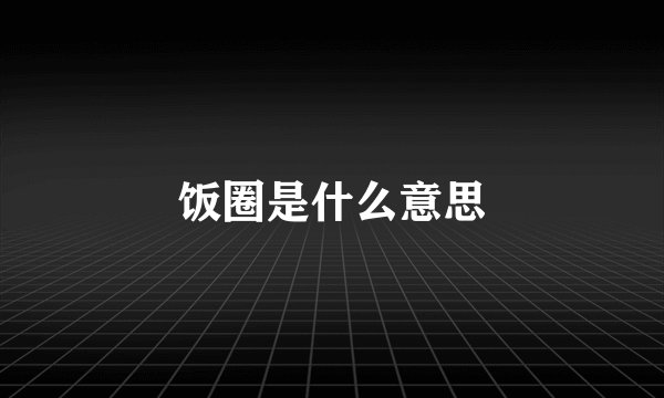 饭圈是什么意思