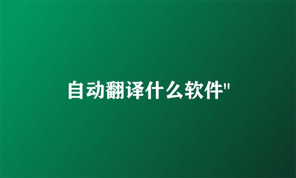 自动翻译什么软件