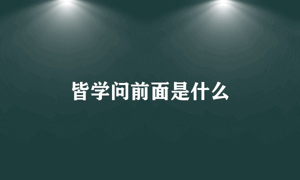 皆学问前面是什么