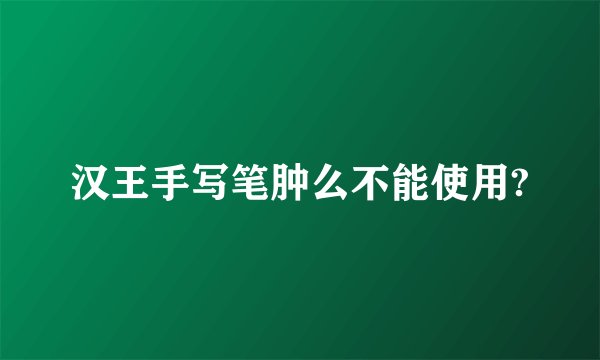汉王手写笔肿么不能使用?