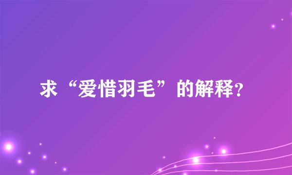 求“爱惜羽毛”的解释?