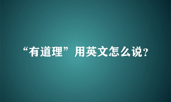 “有道理”用英文怎么说？