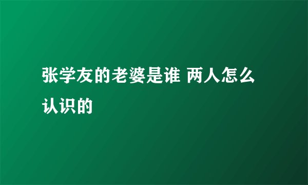 张学友的老婆是谁 两人怎么认识的
