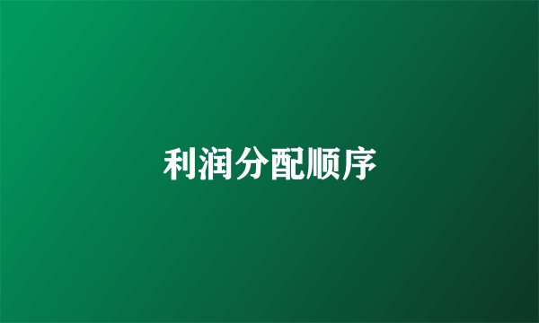 利润分配顺序