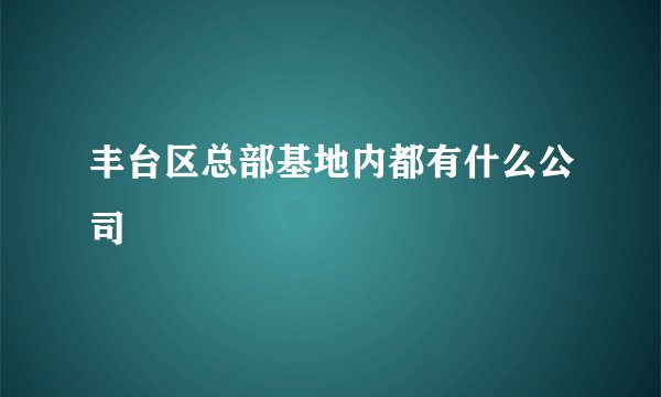 丰台区总部基地内都有什么公司