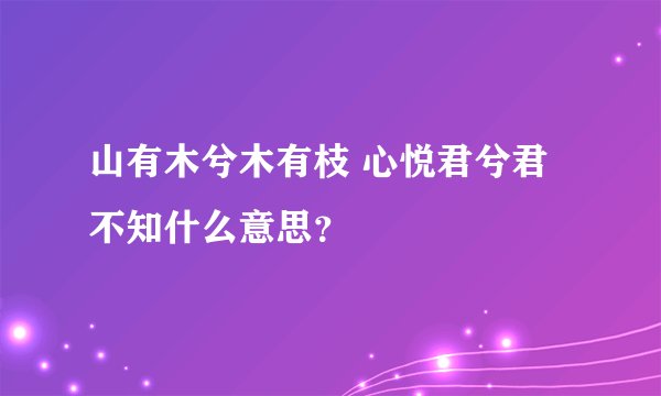 山有木兮木有枝 心悦君兮君不知什么意思？
