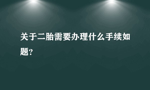 关于二胎需要办理什么手续如题？