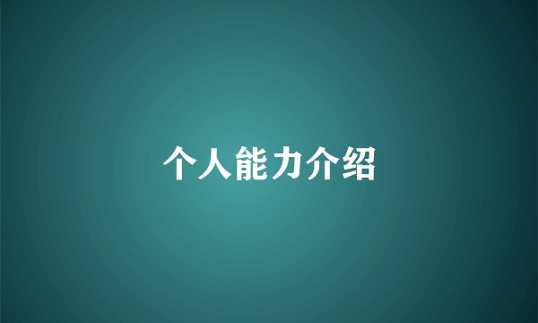 个人能力介绍