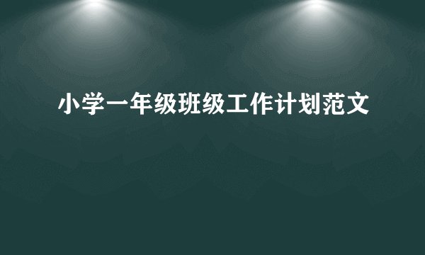 小学一年级班级工作计划范文