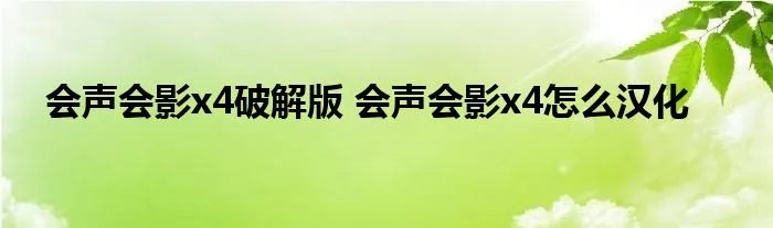 会声会影x4破解版 会声会影x4怎么汉化