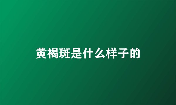 黄褐斑是什么样子的