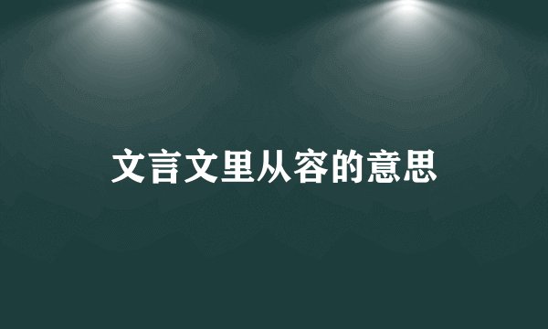 文言文里从容的意思