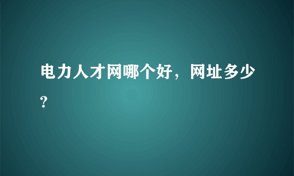 电力人才网哪个好，网址多少？