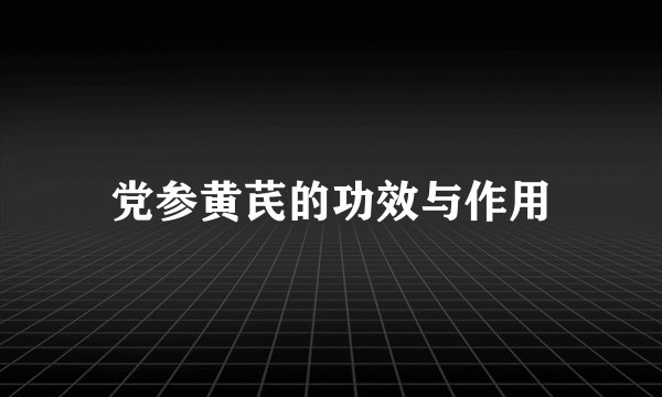 党参黄芪的功效与作用