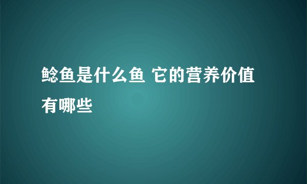 鲶鱼是什么鱼 它的营养价值有哪些
