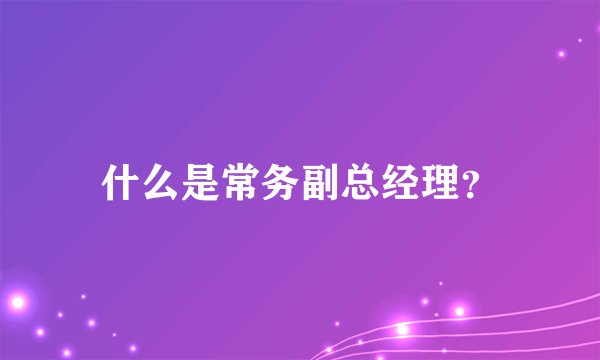 什么是常务副总经理？