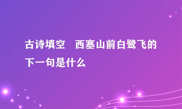 古诗填空   西塞山前白鹭飞的下一句是什么