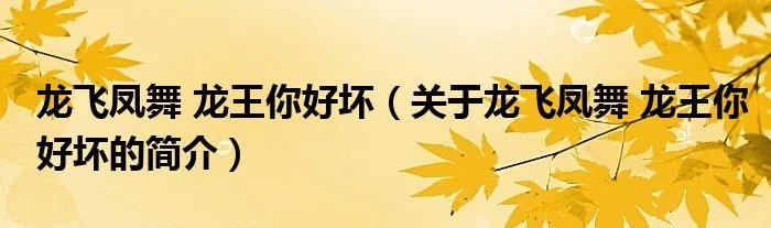 龙飞凤舞 龙王你好坏（关于龙飞凤舞 龙王你好坏的简介）