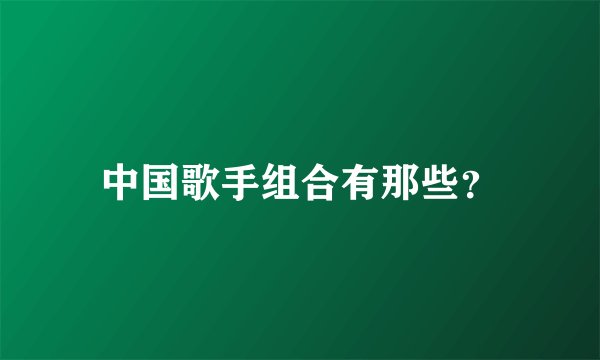 中国歌手组合有那些?