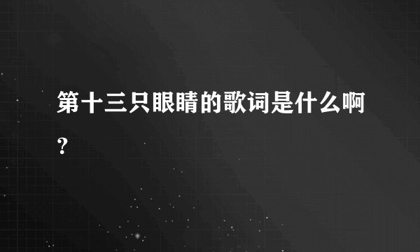 第十三只眼睛的歌词是什么啊？