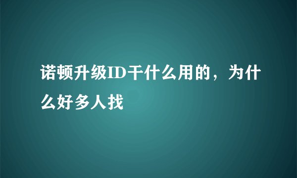诺顿升级ID干什么用的，为什么好多人找
