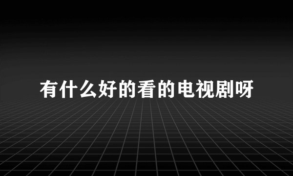 有什么好的看的电视剧呀
