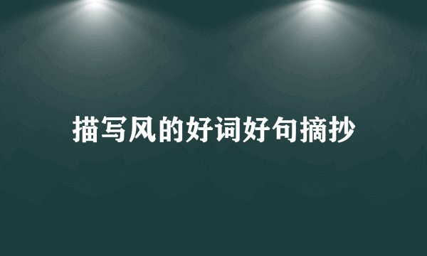 描写风的好词好句摘抄