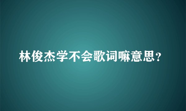 林俊杰学不会歌词嘛意思?
