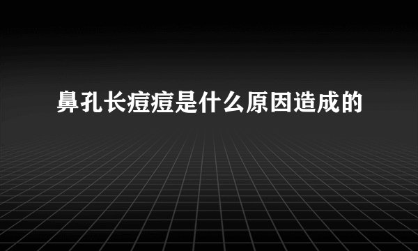 鼻孔长痘痘是什么原因造成的