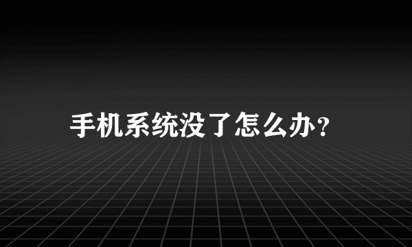 手机系统没了怎么办？