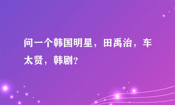 问一个韩国明星，田禹治，车太贤，韩剧？